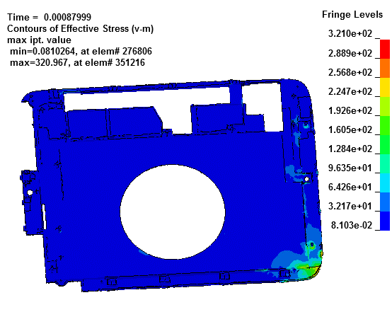 手机中框有效应力分析